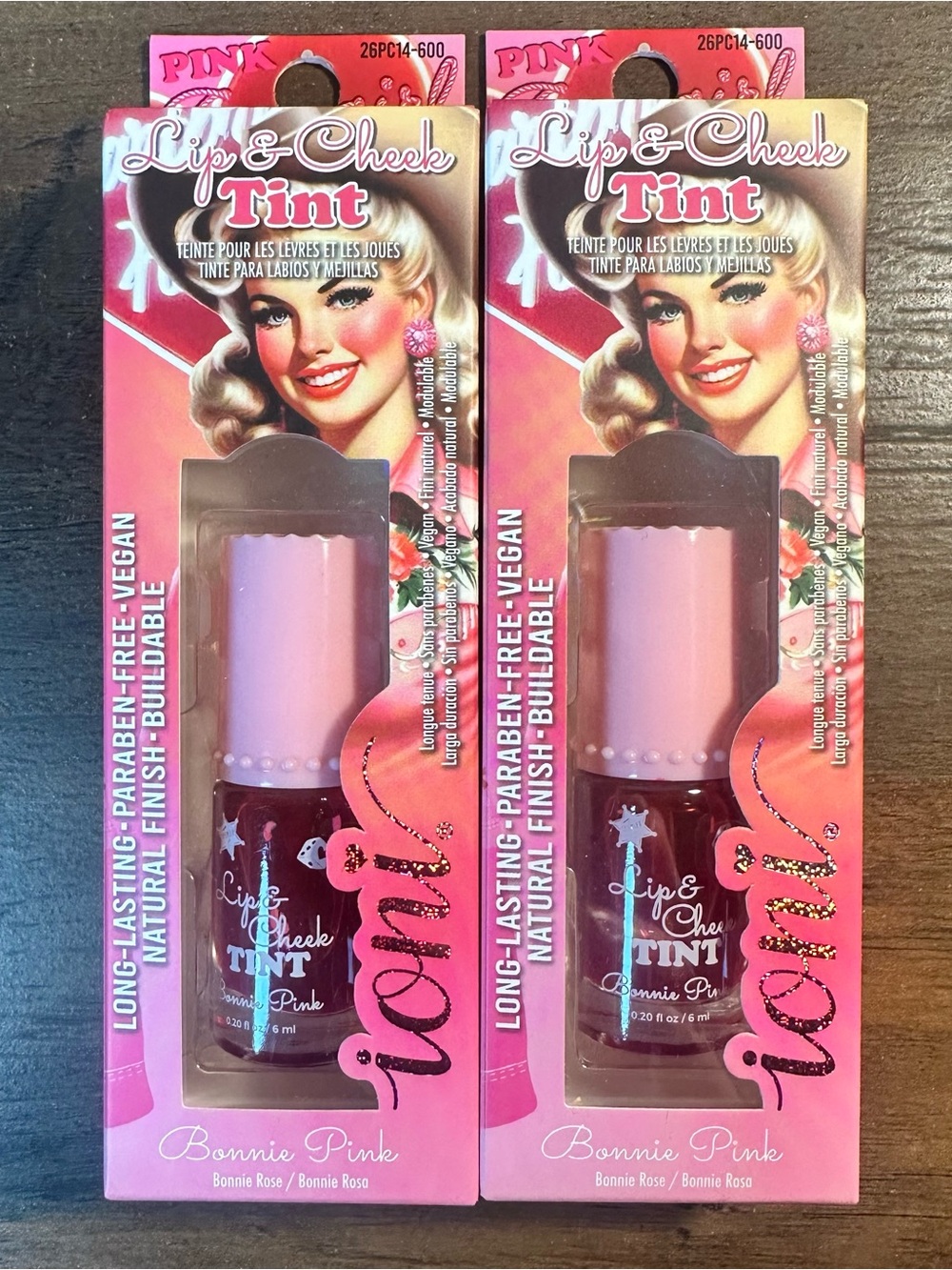 Ioni 2pc PINK COWGIRL Lip & Cheek Tint ~Bonnie Pink~Natural Finish Long Lasting